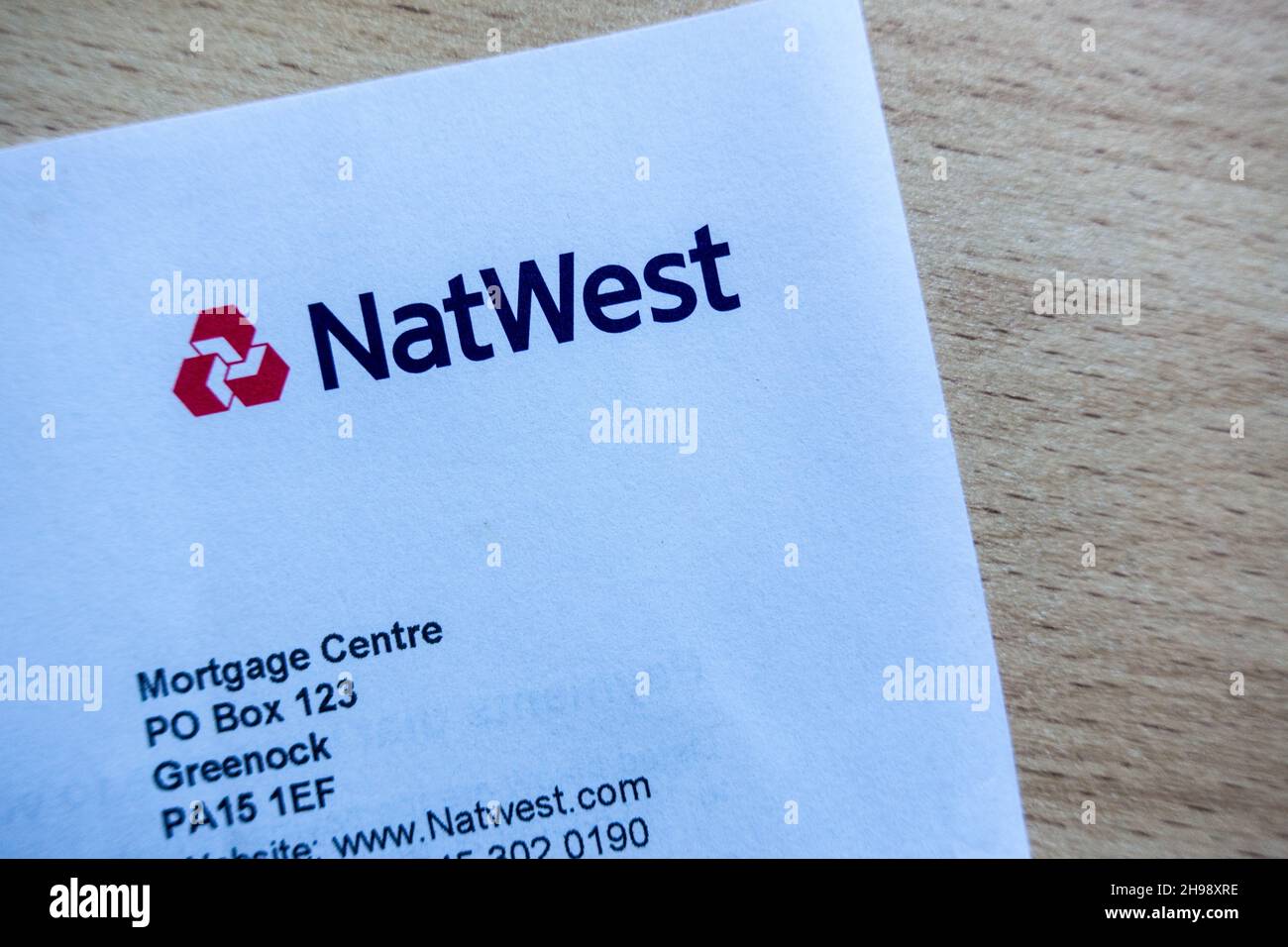 NatWest log on generic letter with address on a table Stock Photo Alamy
