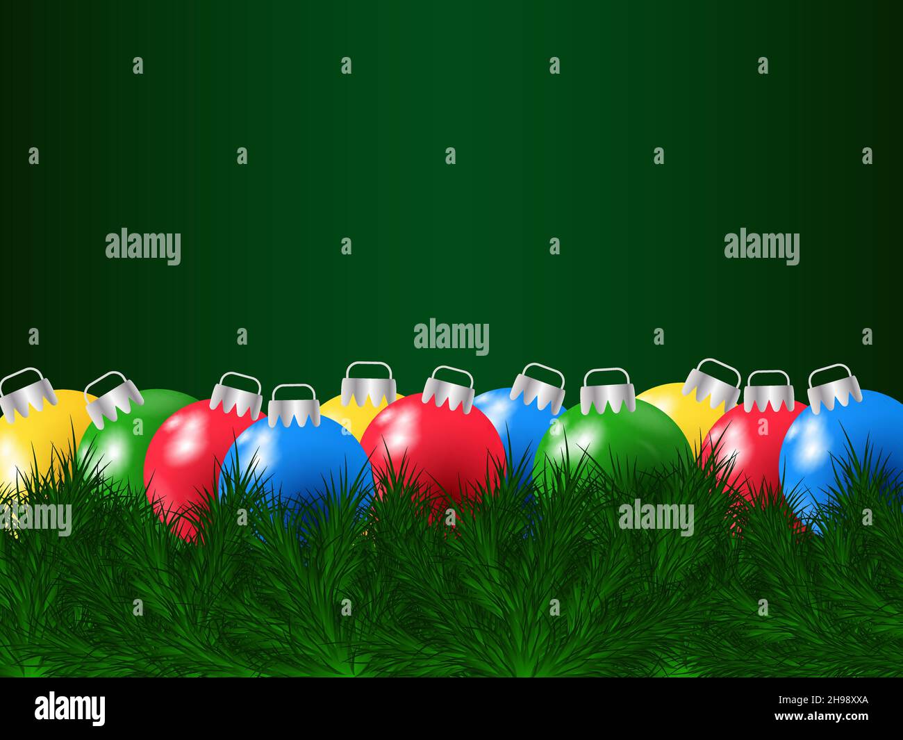 Christmas and New Year vector background with fir branches, balls Stock ...