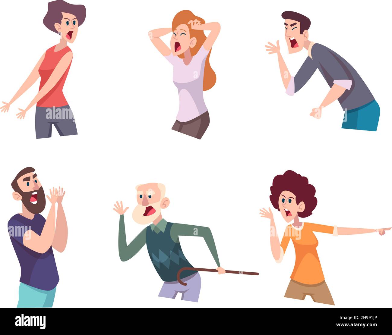 Shouting characters. Angry people agressive expressive dialogue cheer  conversation conflict talking persons negative crowd exact vector cartoon  Stock Vector Image & Art - Alamy