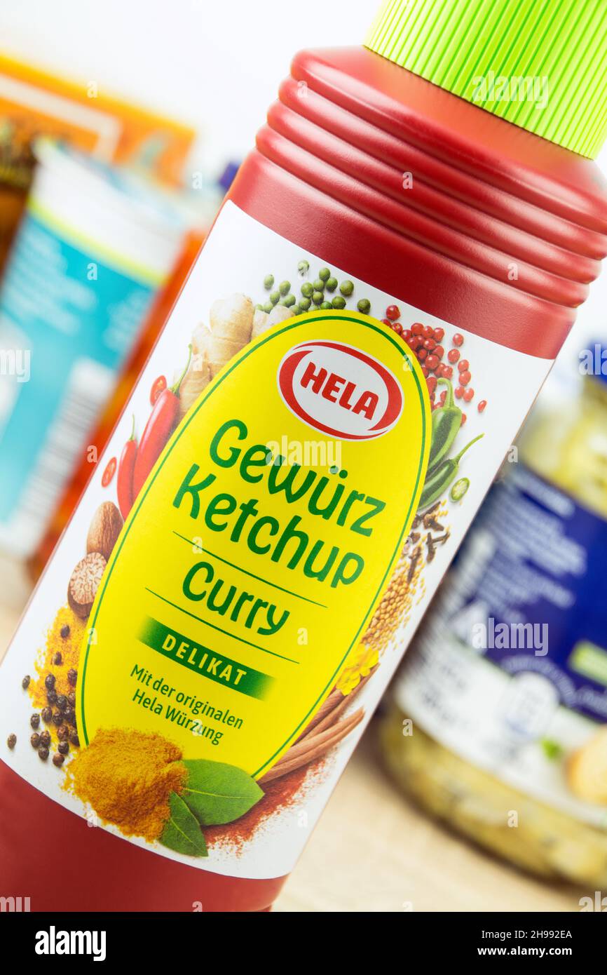 Hamburg, Germany - Secember 5  2021:  Hela Curry Gewürz Ketchup Stock Photo