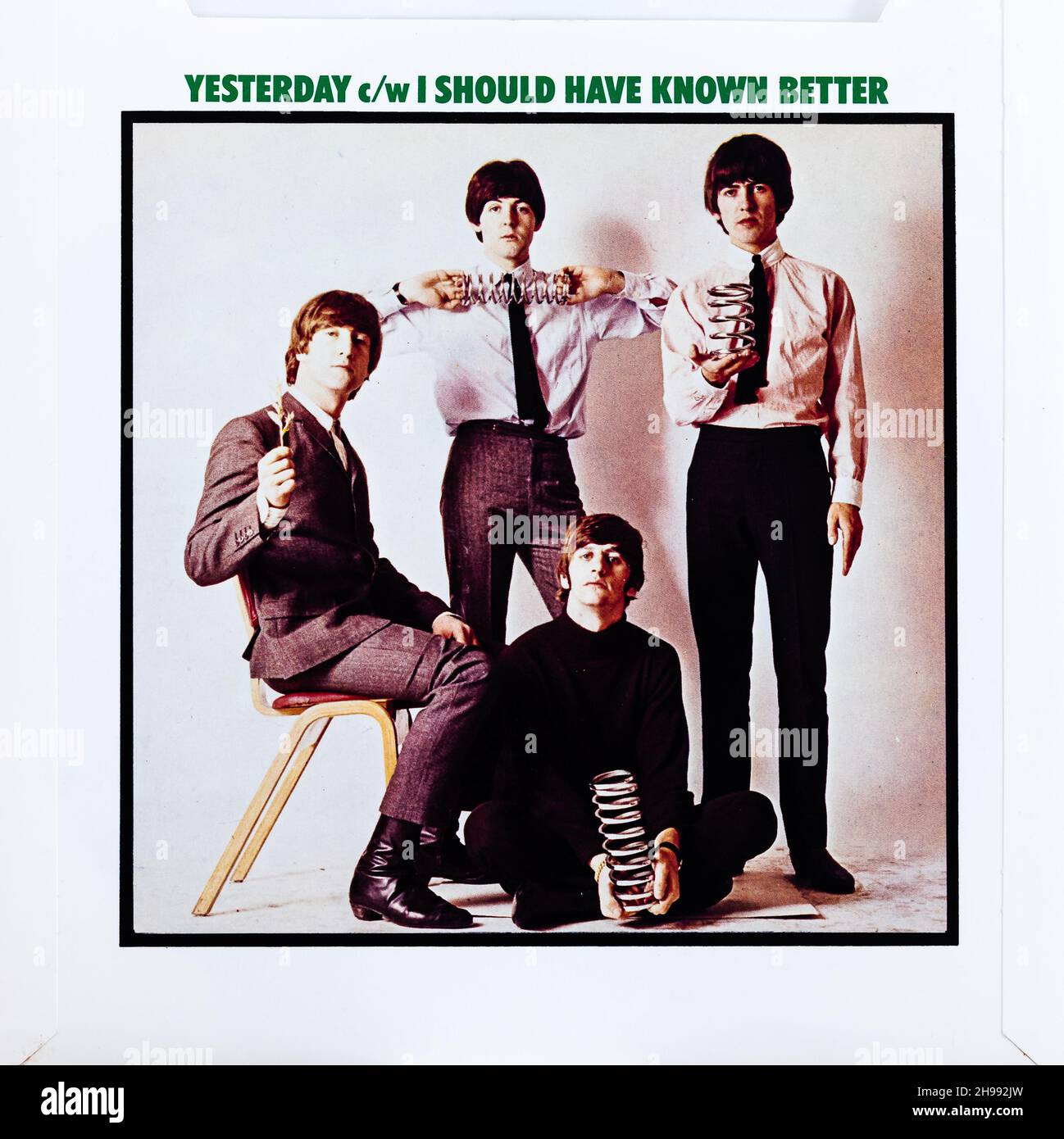 EMI Vinyl  45 - The Beatles - The Beatles 45s including Yesterday. Stock Photo
