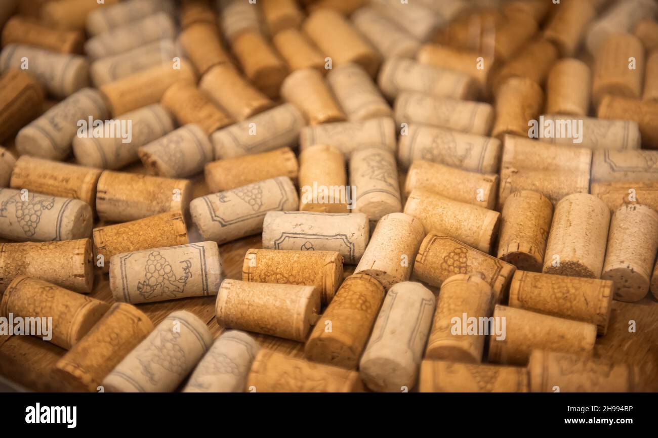 Wine corks soft focused background Stock Photo Alamy