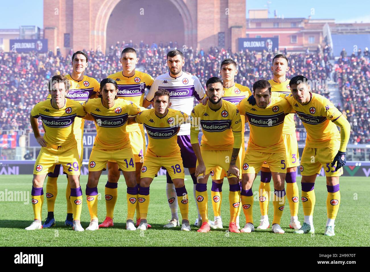 Bologna, Italy. 05th Dec, 2021. Line-up Fiorentina during Bologna