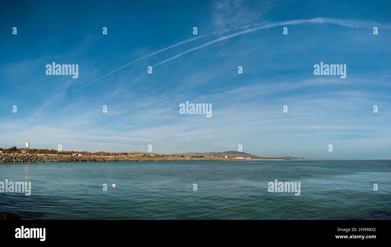 Coastline around the Arklow town, East of Ireland, with vessel entrance to Avoca river and port