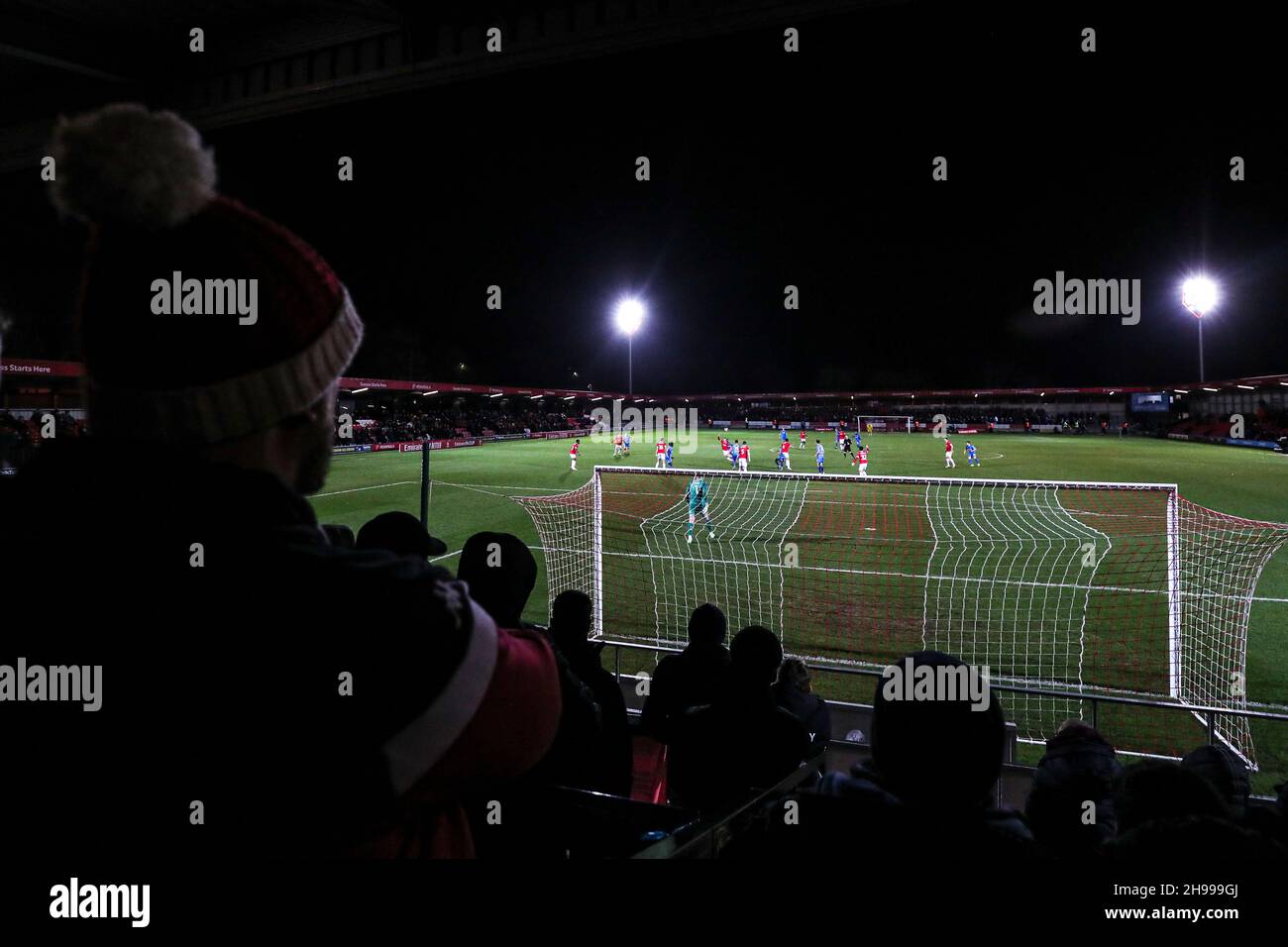 General view of the action from the stands during the Emirates FA Cup second round match at Peninsula Stadium, Salford. Picture date: Sunday December 5, 2021. Stock Photo
