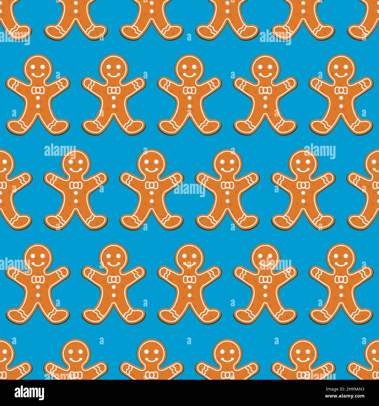 Christmas gingerbread man cookies seamless pattern Stock Vector