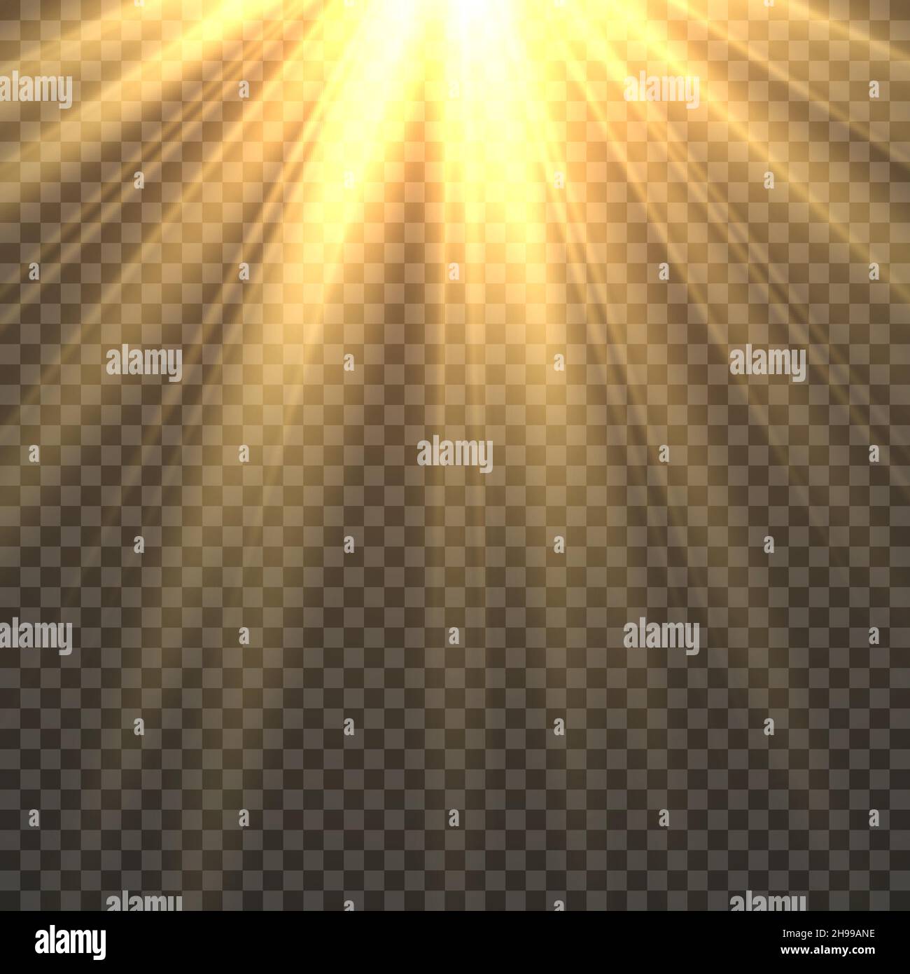 Sunlight isolated. Sun light effect golden sun rays radiance. Yellow bright  beams fiery sunset sunshine illustration Stock Vector Image & Art - Alamy