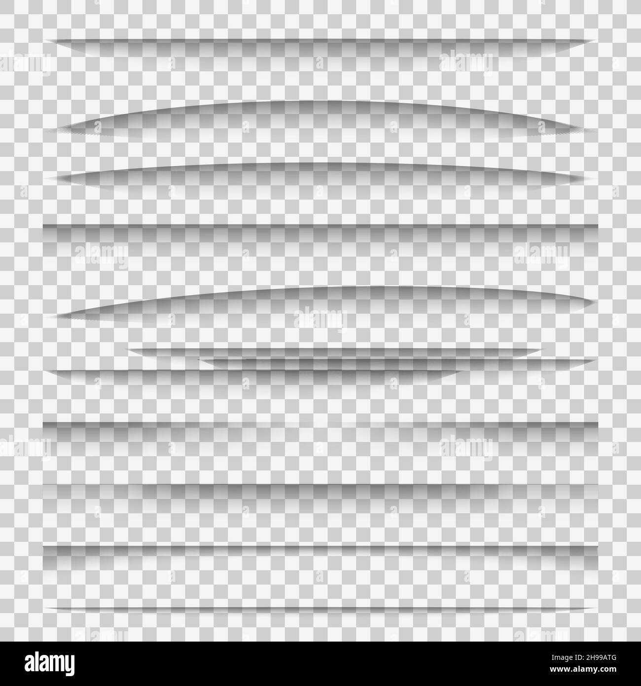 Shadow dividers. Line paper design panel shadow effects divider webpage edge template tabs group, web frame elements Stock Vector
