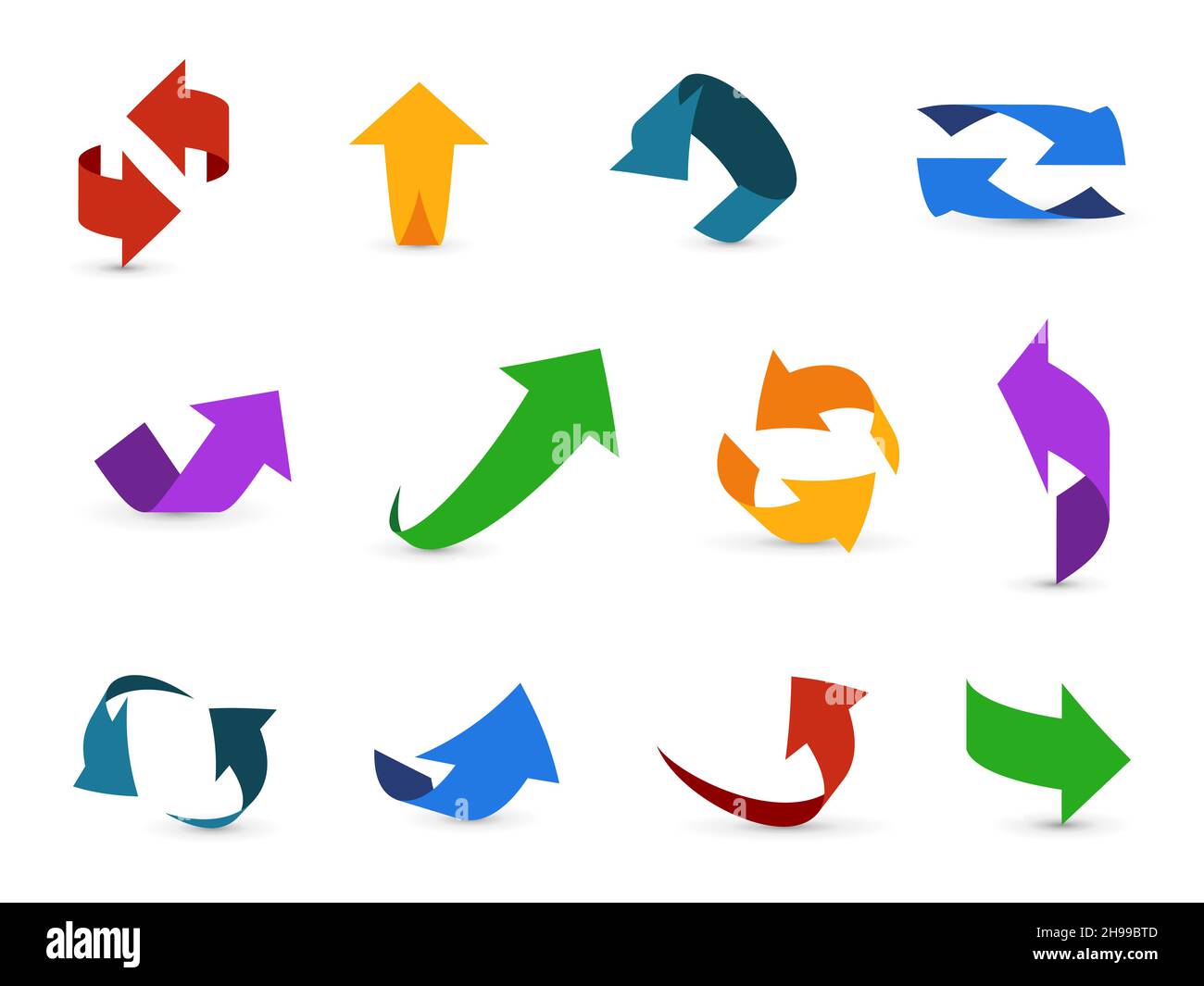 Arrow 3d set. Colorful arrows symbols economy info circular path ...