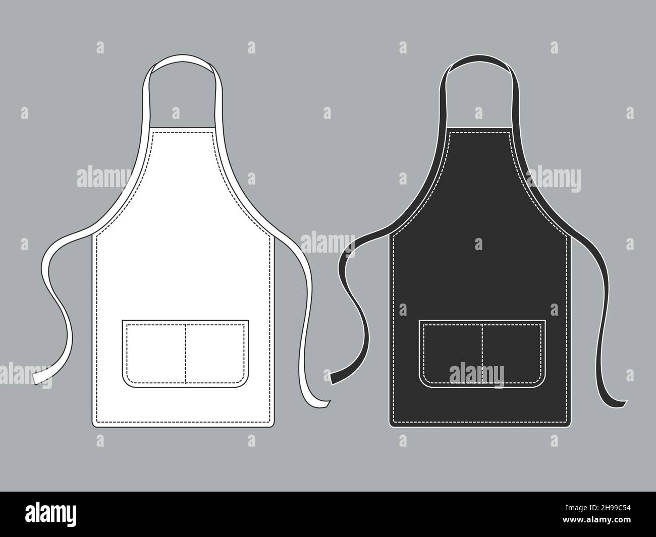 Chef apron. Black white culinary aprons chef uniform kitchen cotton