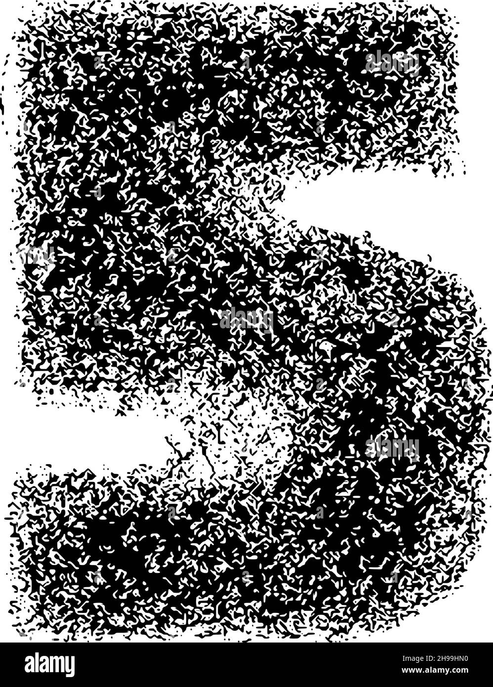 Decorative number 5 made of particles isolated on white background