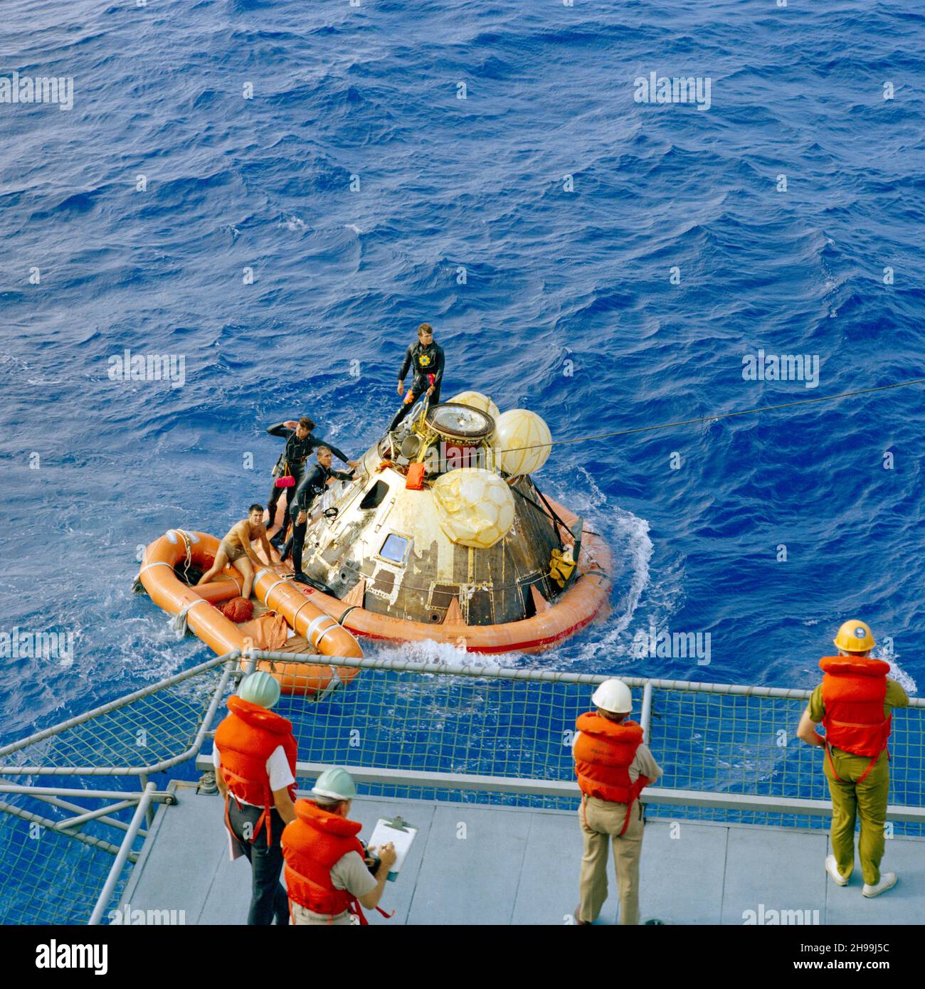 Apollo 11 Recovery in the Pacific Ocean 1969-07-24 Stock Photo