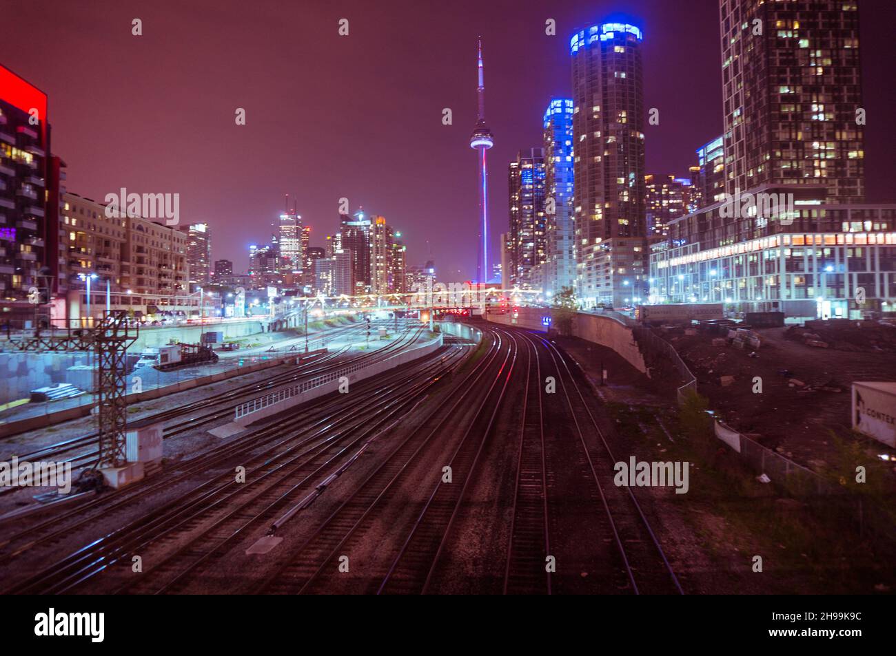 A beautiful shot of the Toronto skyline illuminated at night Stock ...