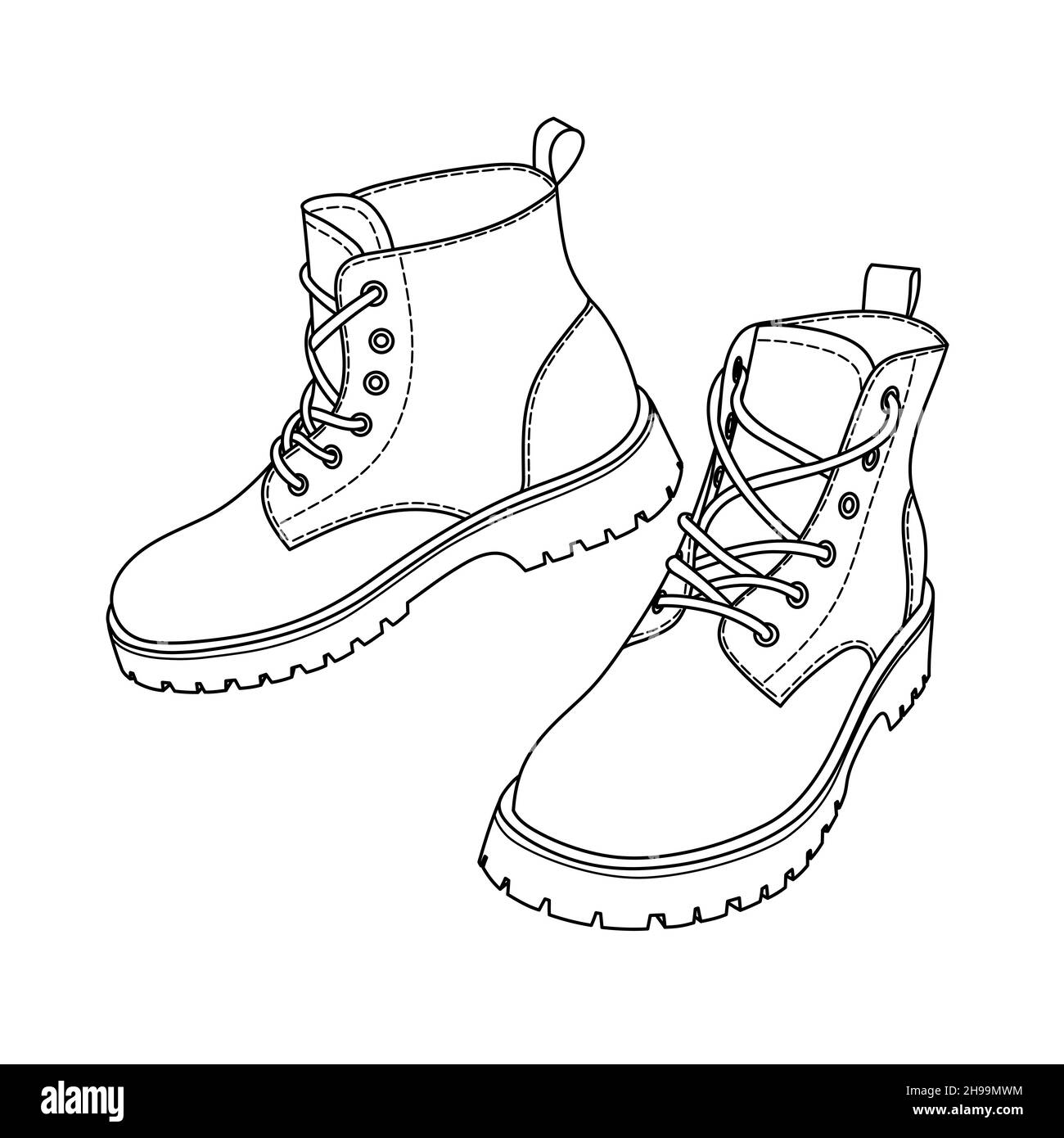 Contour drawing of a high female shoe. Vector Stock Vector