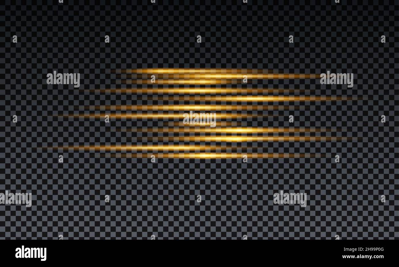 Velocity light effect. Horizontal lens flares and Laser beams