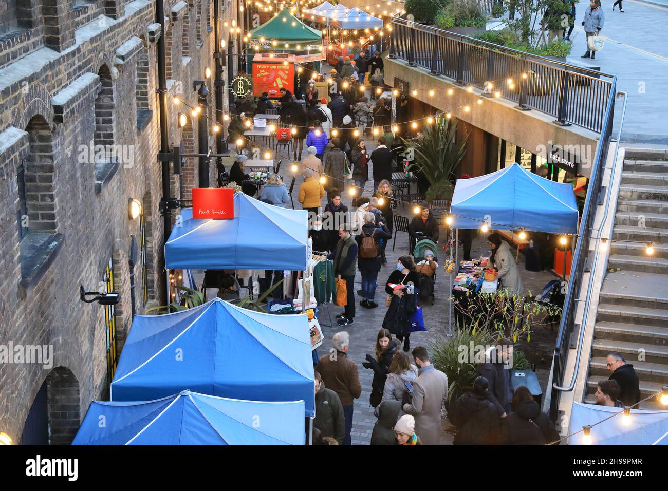 The Christmas market on Lower Stable Street, at Coal Drops Yard, Kings