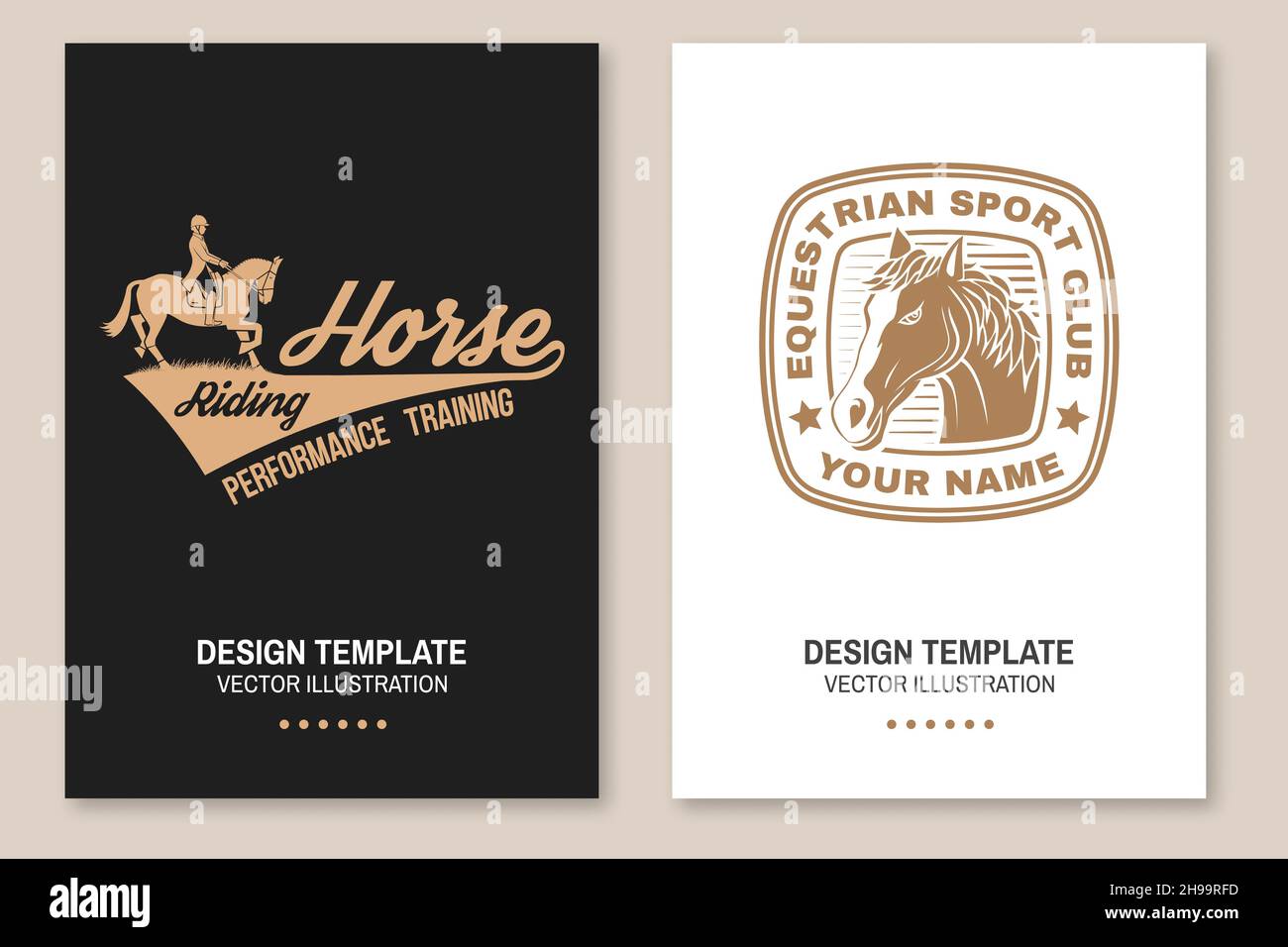 Set of Horse riding sport club flyer, brochure, banner, poster. Vector ...