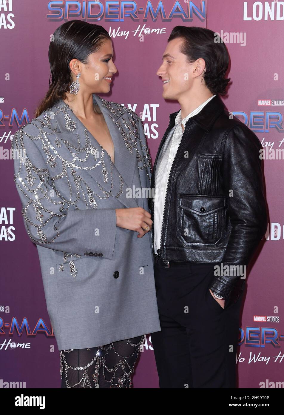 December 5th, 2021. London, UK. Zendaya and Tom Holland attending the