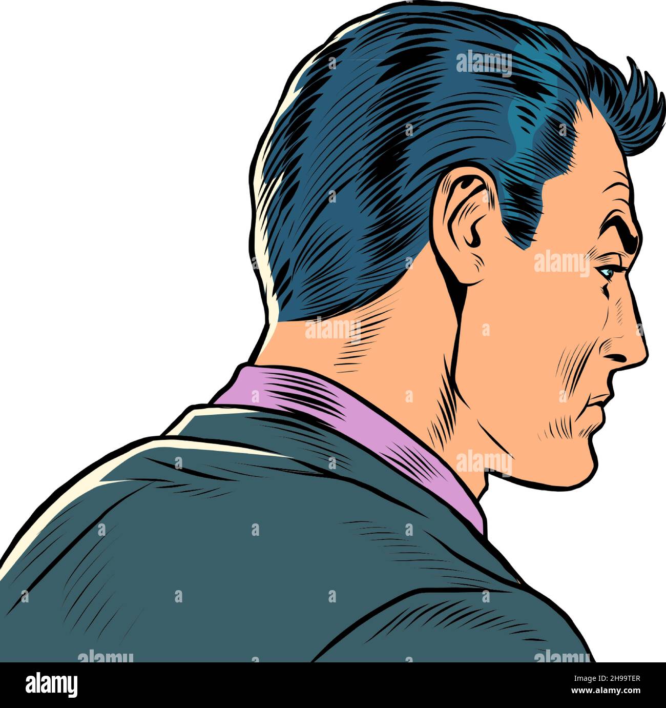 A sad businessman reflects. An emotional moment at work. Loneliness and stress Stock Vector