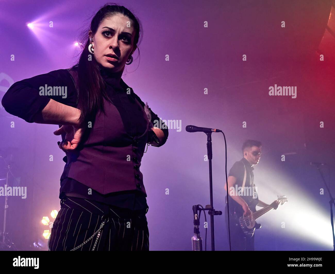 Moscow, Russia. 03rd Dec, 2021. Daria Pavlovich performs during the December Tardigrade Inferno concert at Arbat Hall. Petersburg group Tardigrade Inferno performed at Moscow's Arbat Hall. Musicians play an interesting and little-spread direction - dark cabaret metal. The band opened up with the eccentric Absent Sunday. (Photo by Mihail Siergiejevicz/SOPA Imag/Sipa USA) Credit: Sipa USA/Alamy Live News Stock Photo