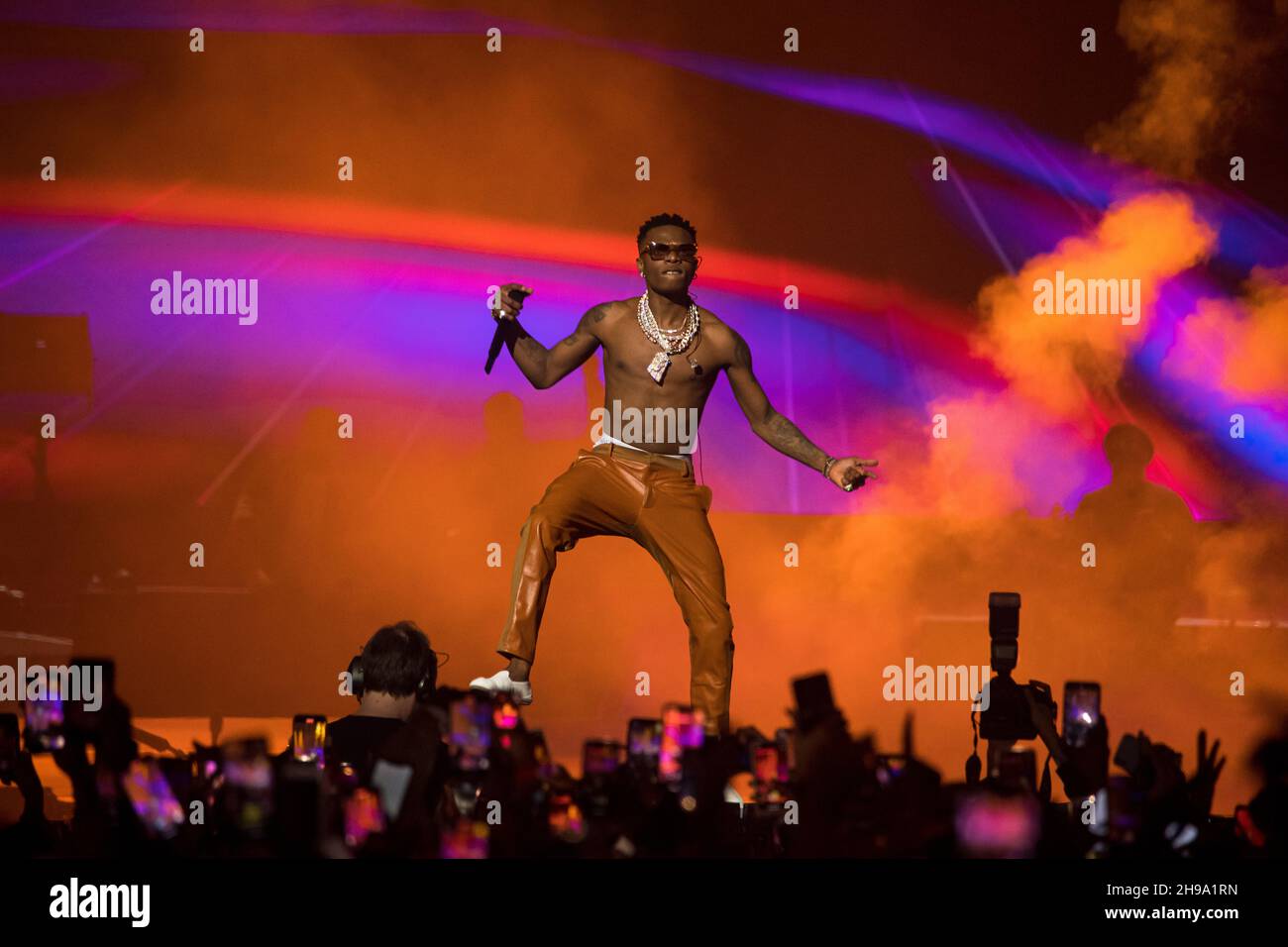 London, UK. 1st December 2021. Wizkid performs at The O2 Arena on Day3. Photographed by Michael Tubi Stock Photo