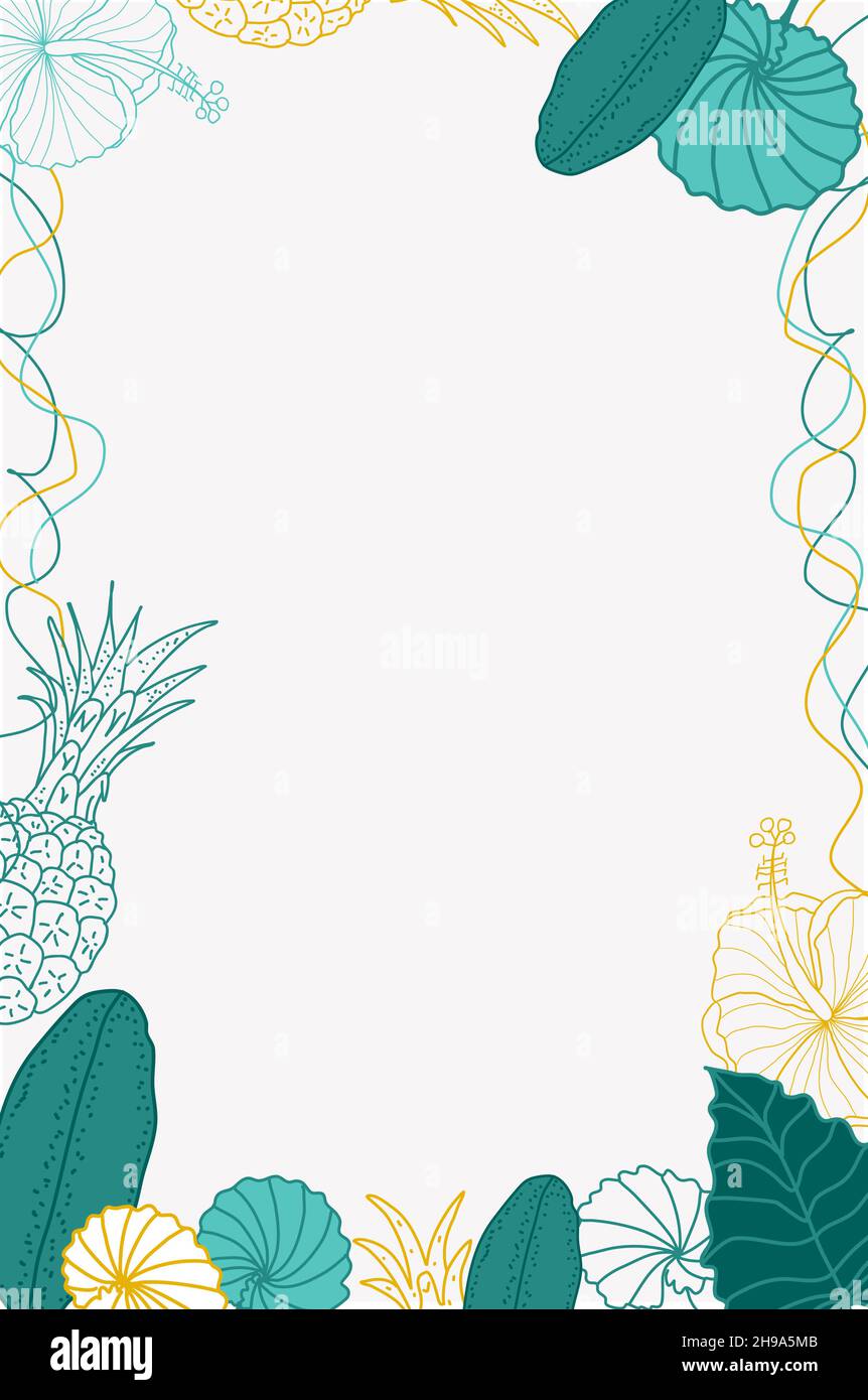Vector vertical frame for text and inscriptions with tropical leaves ...