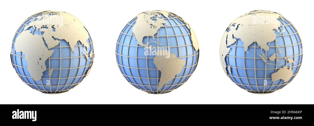 Earth globe 3D rendering illustration isolated on white background ...