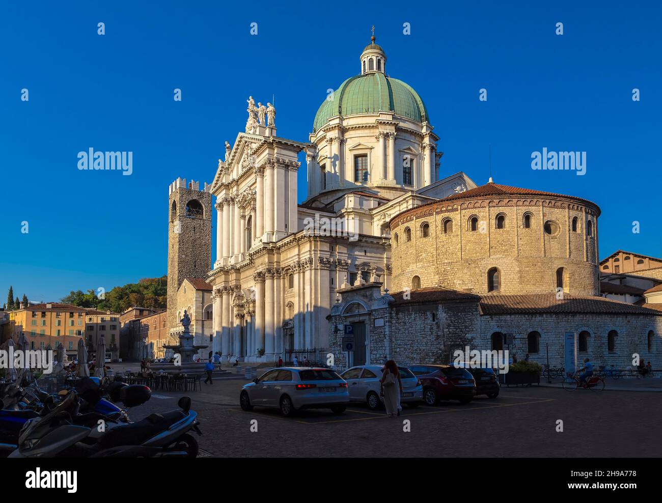 BRESCIA, ITALY - AUGUST 30, 2015: Cathedral of Santa Maria Assunta, Palazzo Broletto of Brescia. Italy. Stock Photo