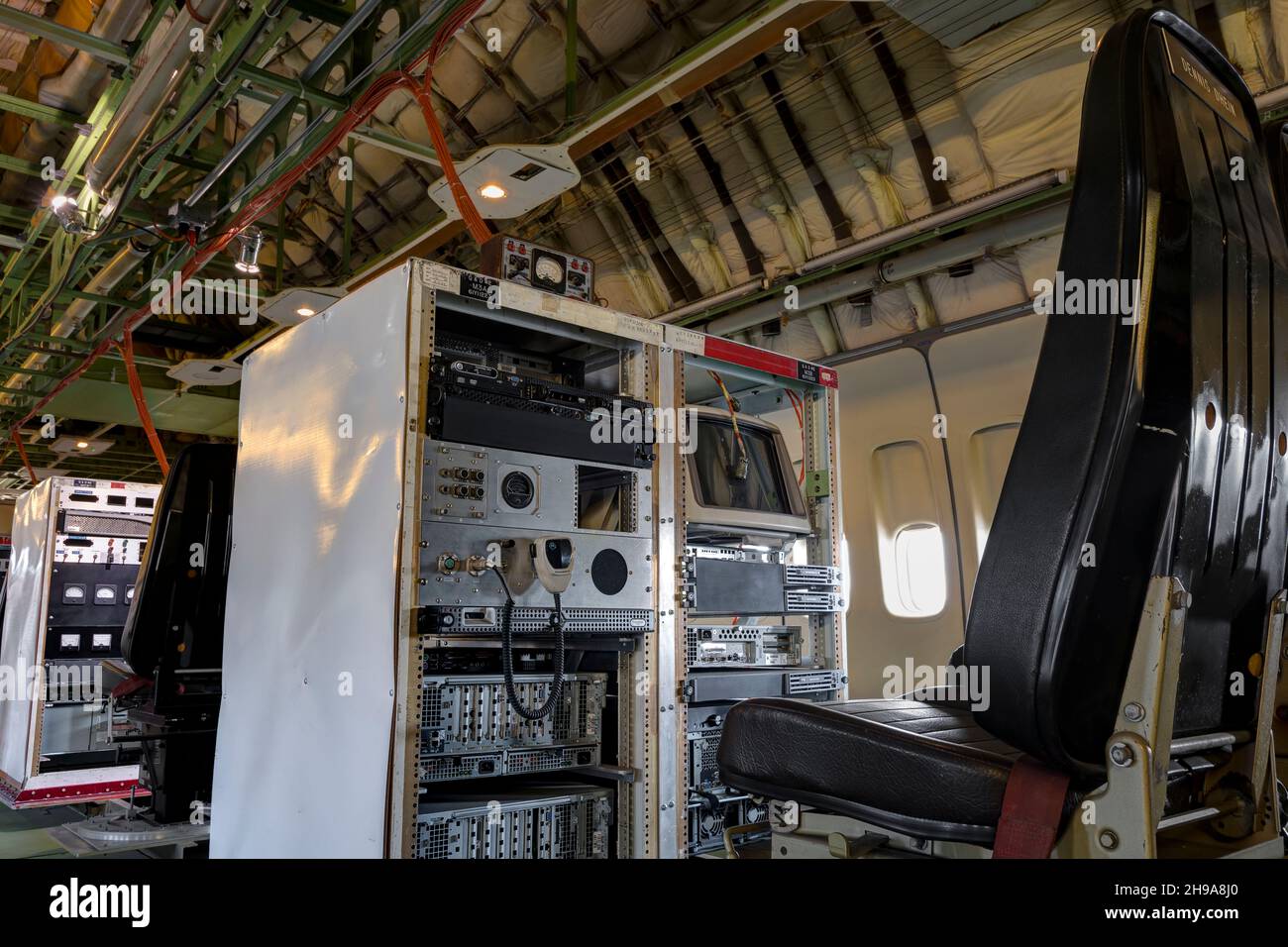 In-Flight Test Stations on Boeing 747, Museum of Flight, Seattle, Washington State, USA Stock Photo