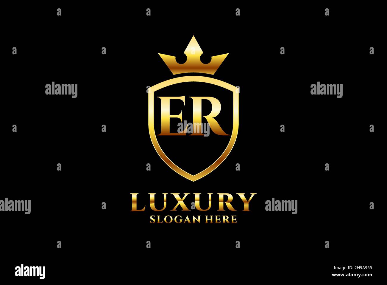 E R Crown Design ER elegant luxury monogram logo or badge template with scrolls and ...