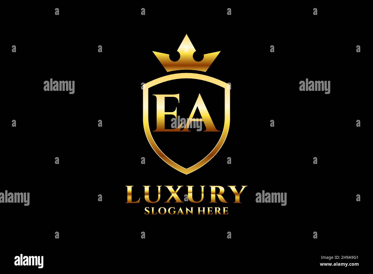 EA elegant luxury monogram logo or badge template with scrolls and ...