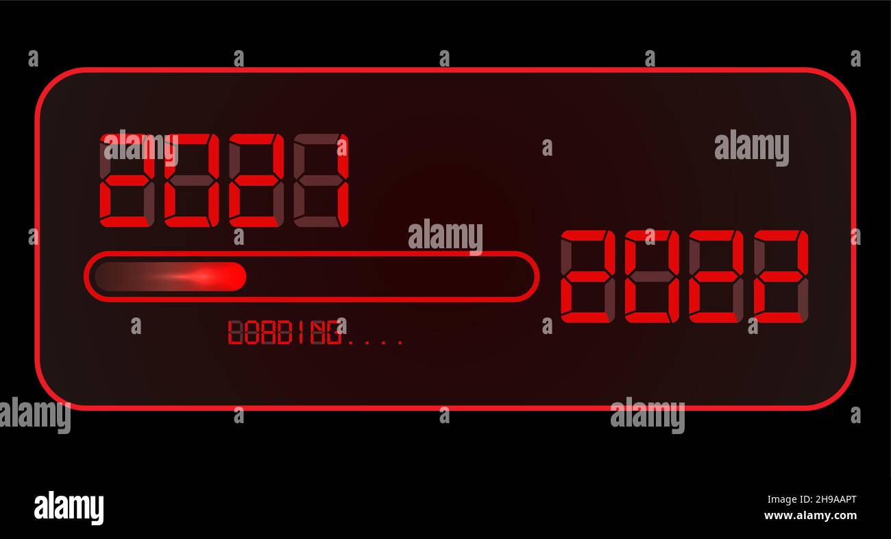 2022 Happy new year digital clock. 2021 loading to up 2022. Red led
