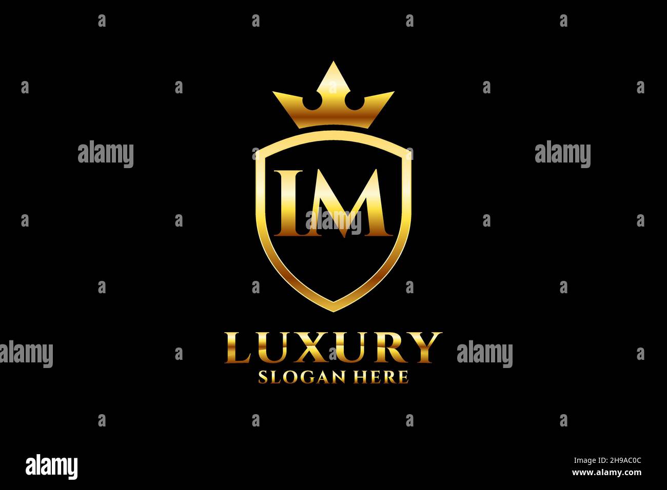 IM elegant luxury monogram logo or badge template with scrolls and ...