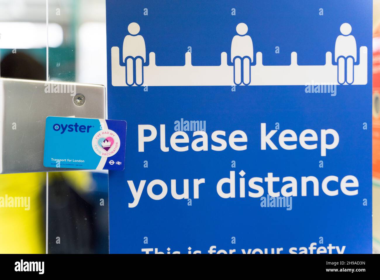 public health notice Please keep your distance on DLR train, with a