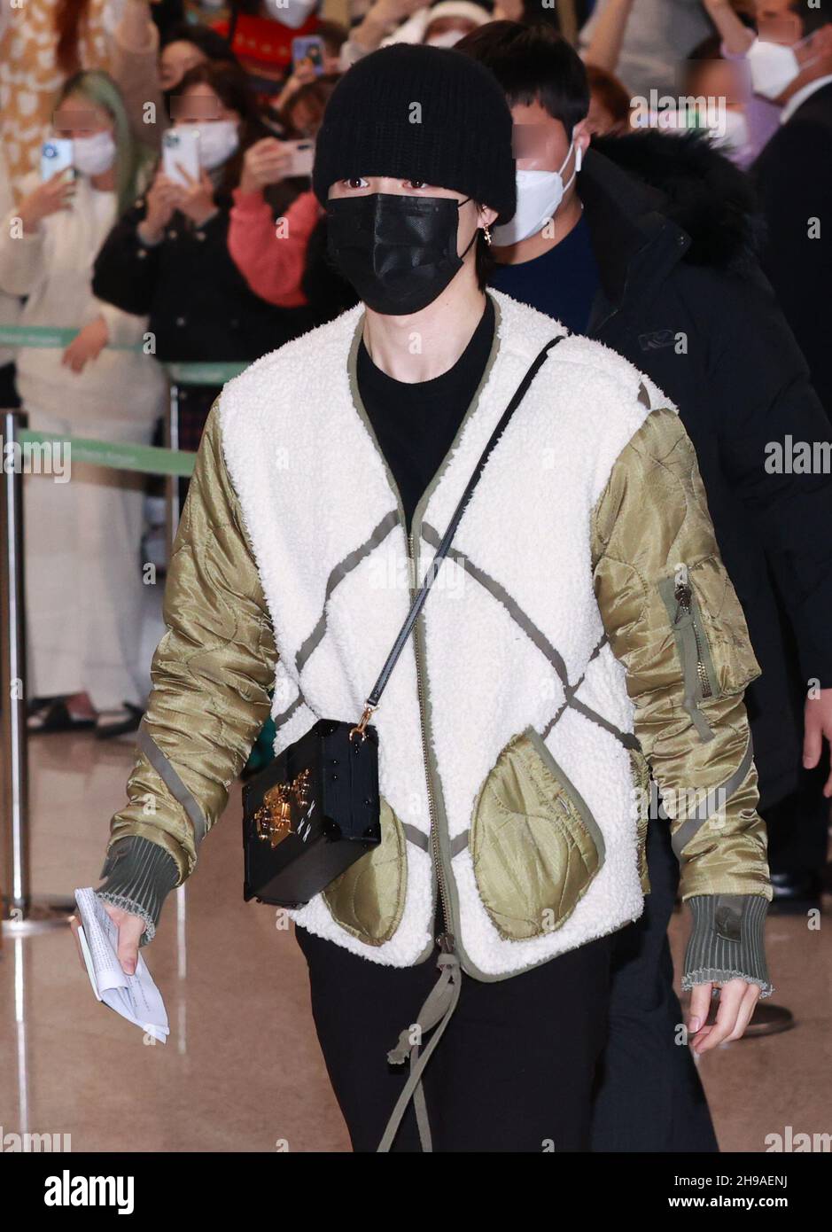 South Korea. 06th Dec, 2021. BTS returns home Jimin, a member of BTS,  arrives at Incheon International Airport, west of Seoul, on Dec. 6, 2021,  from a trip to the United States