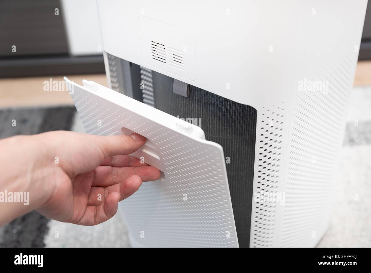 Air freshener, air cleaner device. Fresh air in the house. Stock Photo