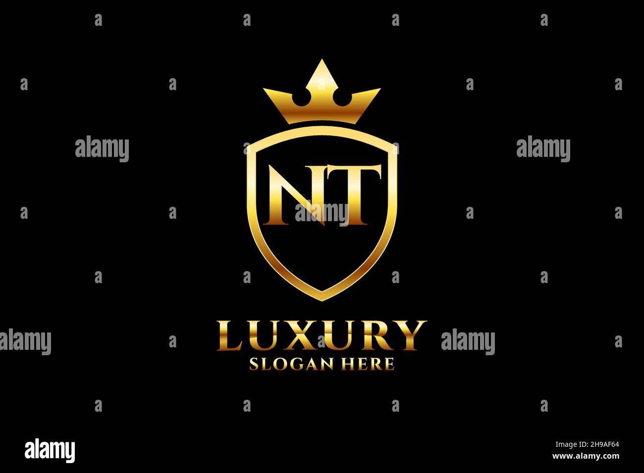 NT elegant luxury monogram logo or badge template with scrolls and ...
