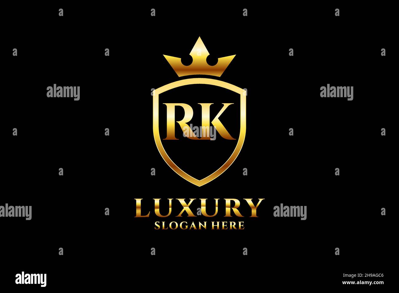 RK elegant luxury monogram logo or badge template with scrolls and ...