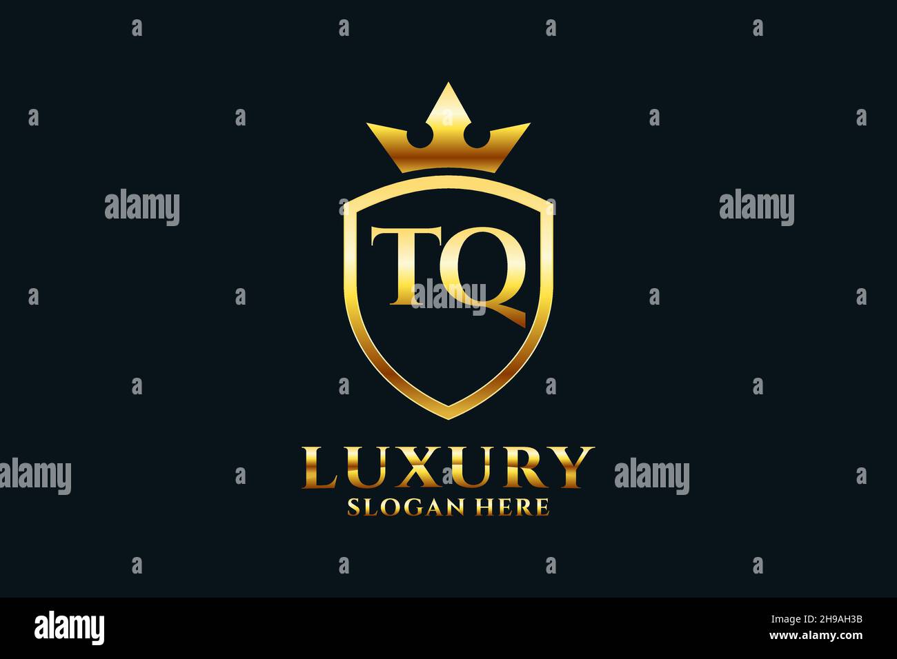 TQ elegant luxury monogram logo or badge template with scrolls and ...