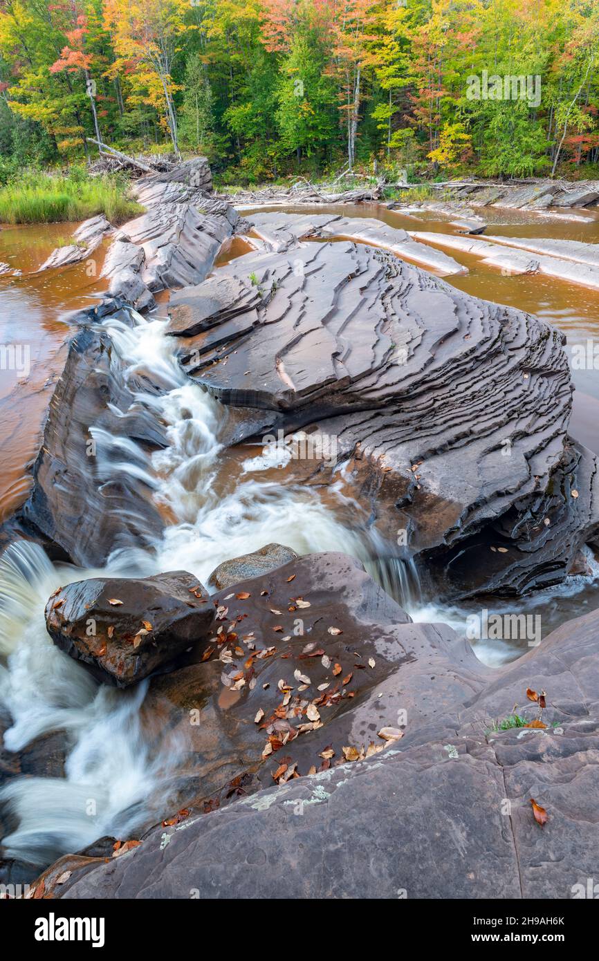 Bonanza Falls, Big Iron River, near Silver city, Autumn, Michigan, USA