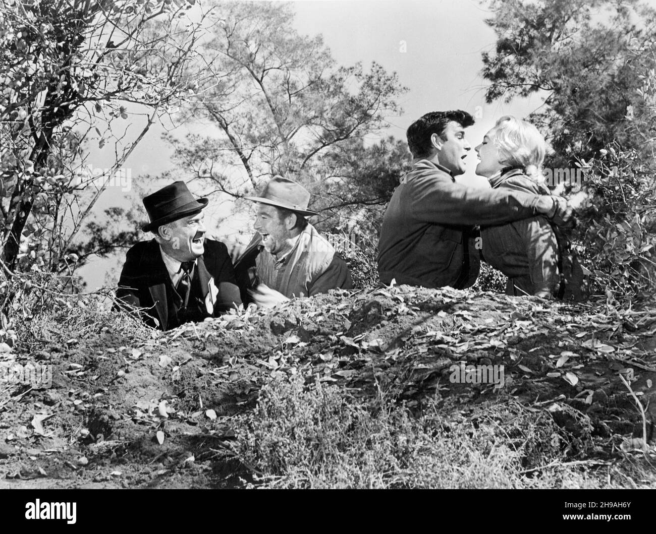 James Best (2nd right), Diane McBain (right), onset of the Film