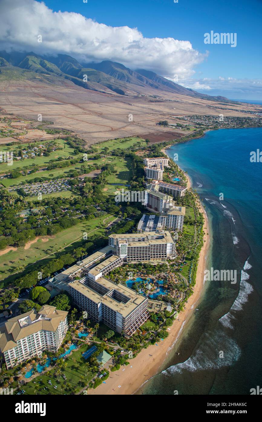 Hawaii Maui Aerial Kaanapali Resort High Resolution Stock Photography ...