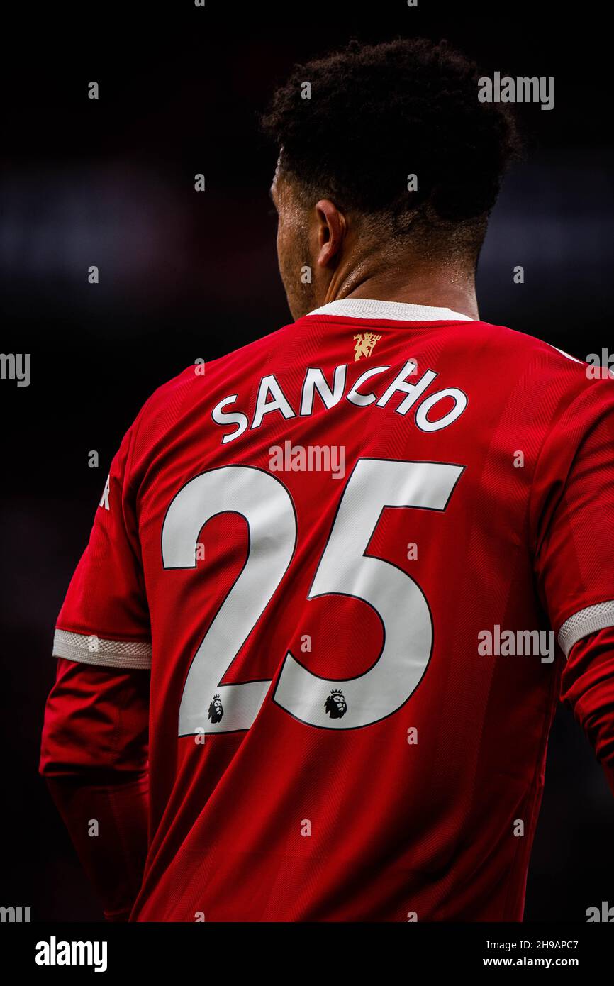 MANCHESTER, ENGLAND - DECEMBER 04: Jadon Sancho during the Premier League  match between Manchester United and Crystal Palace at Old Trafford on  December 4, 2021 in Manchester, England Photo Sebastian Frej Credit: