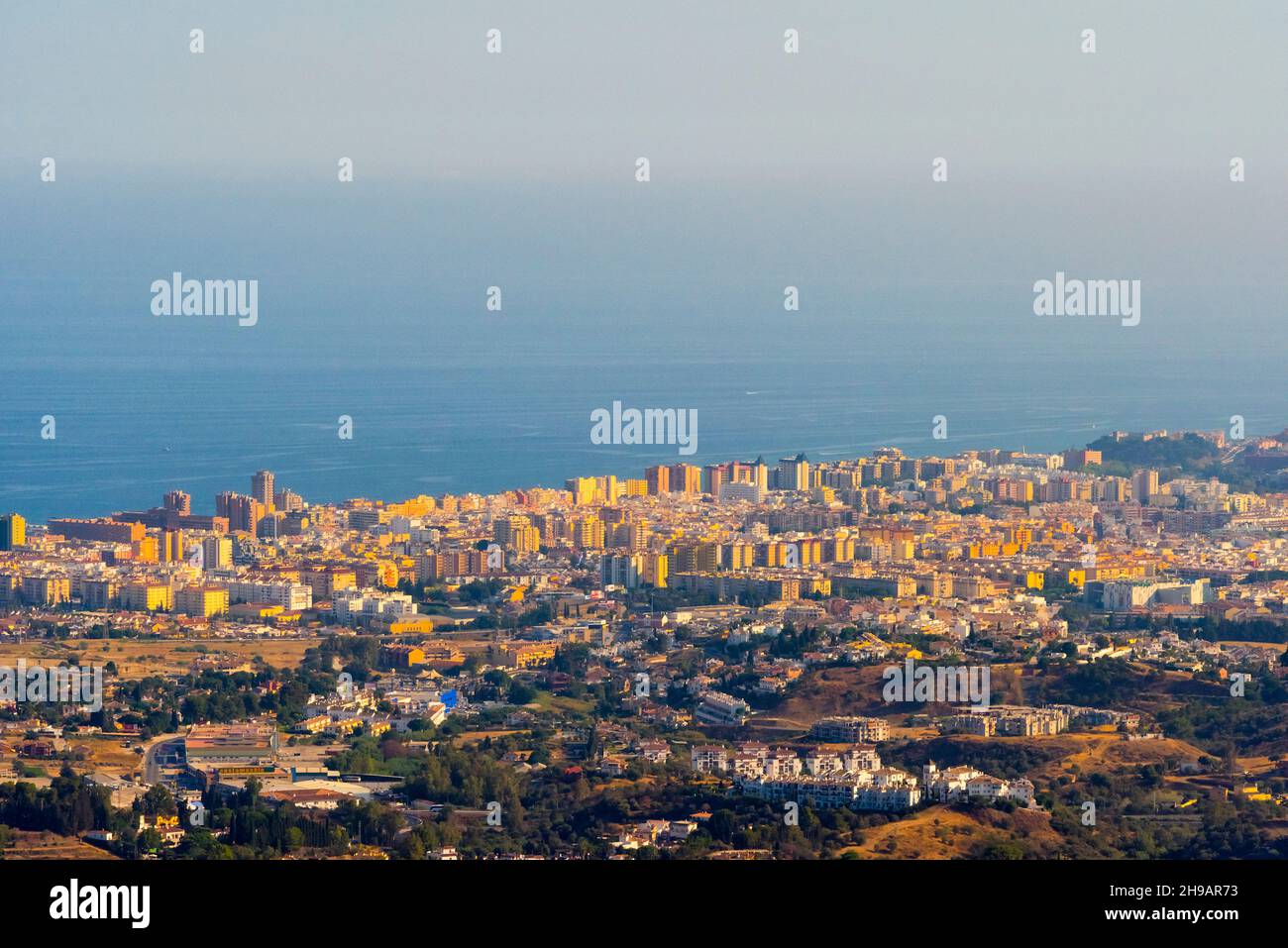 City along the coast line viewed from Mijas, Mijas, Malaga Province, Andalusia Autonomous Community, Spain Stock Photo