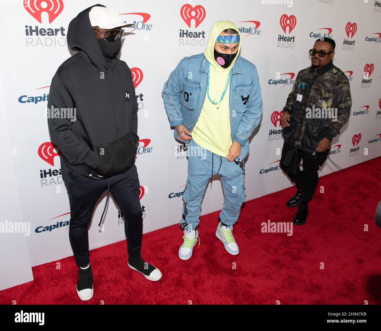 December 3, 2021, Los Angeles, California, USA: (L-R) will.i.am, Taboo, and apl.de.ap of Black Eyed Peas attend iHeartRadio 102.7 KIIS FM Jingle Ball. (Credit Image: © Billy Bennight/ZUMA Press Wire) Stock Photo