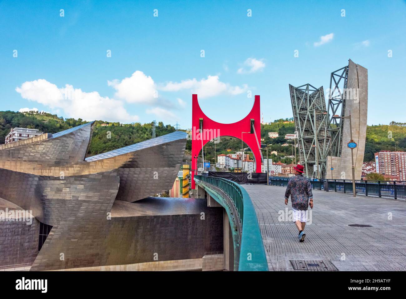 Guggenheim Museum Bilbao with La Salve Bridge, Bilbao, Biscay Province, Basque County Autonomous Community, Spain Stock Photo
