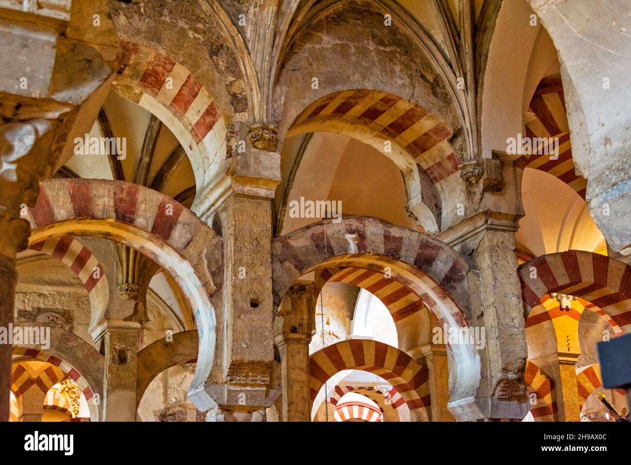 Prayer Hall with two-tiered arches in Mezquita-Cathedral (Mosque-Cathedral or Great Mosque of Cordoba), Cordoba, Cordoba Province, Spain Stock Photo