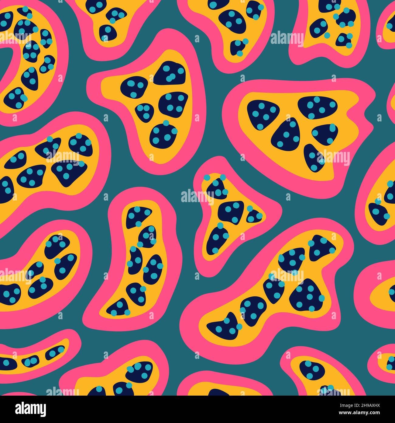 Vector seamless pattern with freehand drawn abstract shapes and circles. Stock Vector