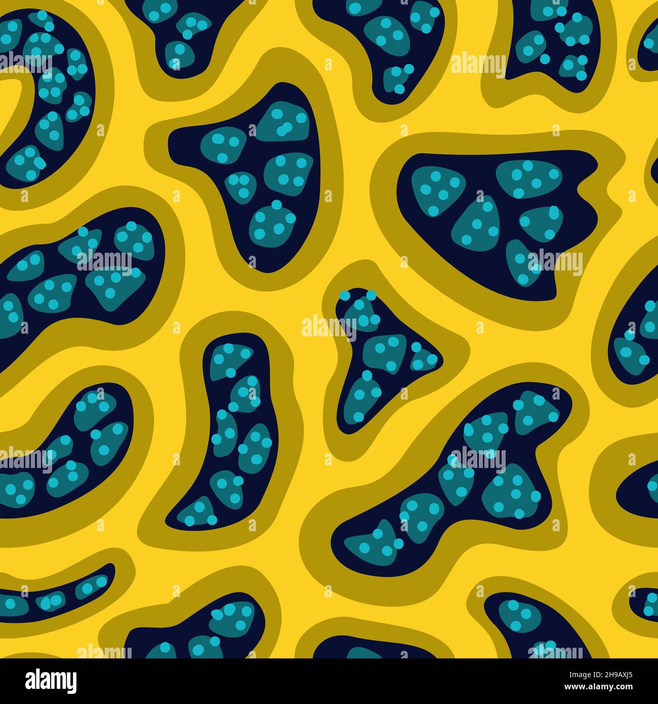 Vector seamless pattern with freehand drawn abstract shapes and circles. Stock Vector