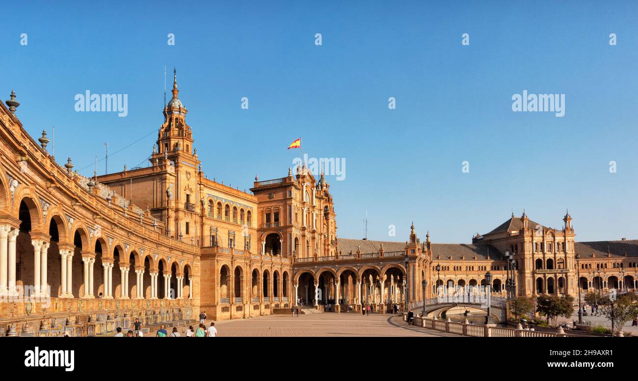 Buildings in Plaza de Espana, Seville, Seville Province, Andalusia Autonomous Community, Spain Stock Photo
